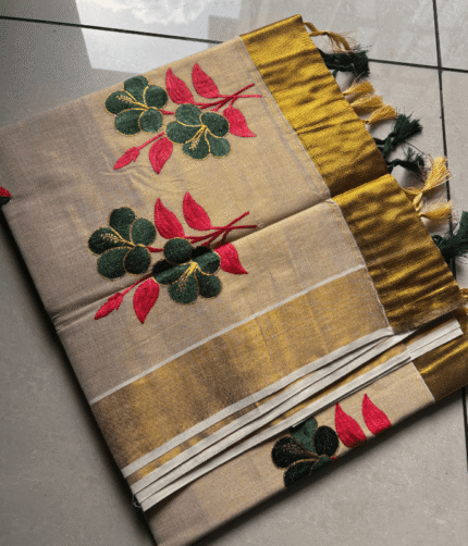 Kerala Tissue Set Saree - Chembarathy - 5
