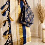 Kerala Tissue Setmund with Banarasi brocade blouse - Onachamayam